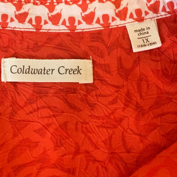 Coldwater Creek Red Textured Three Quarter Sleeve Button Blouse Size 1X - Picture 4 of 6